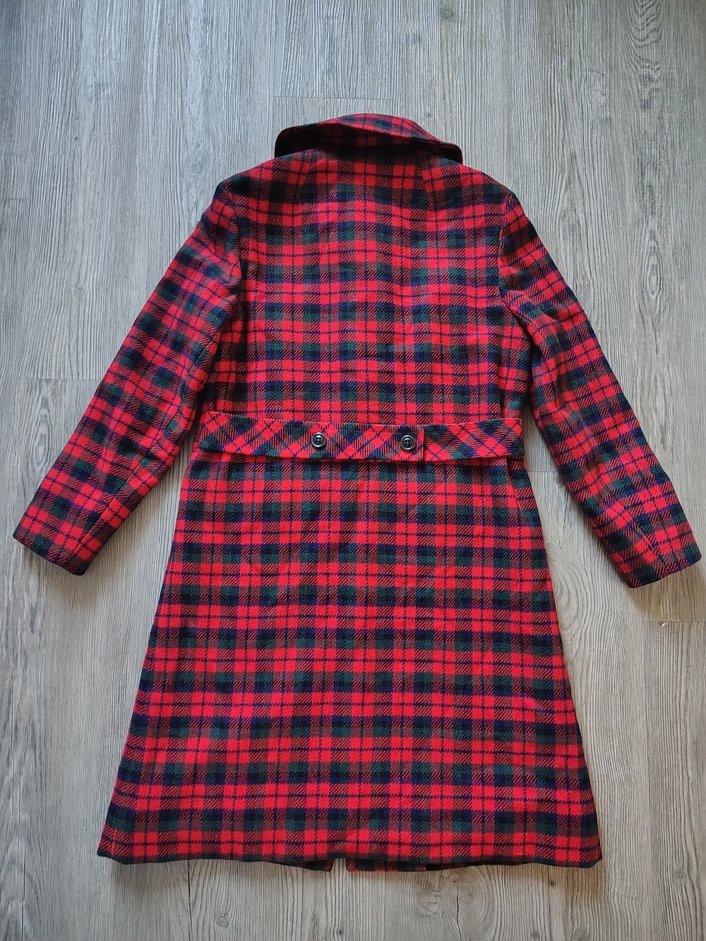 VTG Pendleton Women's Red Tartan Plaid Pure Virgin Wool Midi Pea Coat Sz 6/8 USA - Picture 9 of 12
